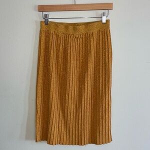 Urban Outfitters Gold Midi Pleated Skirt